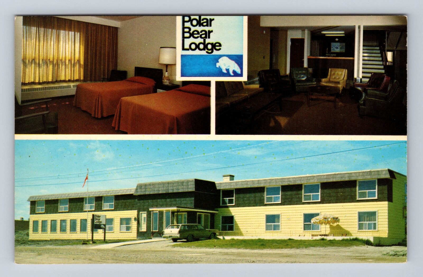 Moosonee Ontario Canada, Polar Bear Lodge Room View Advertising Vintage Postcard