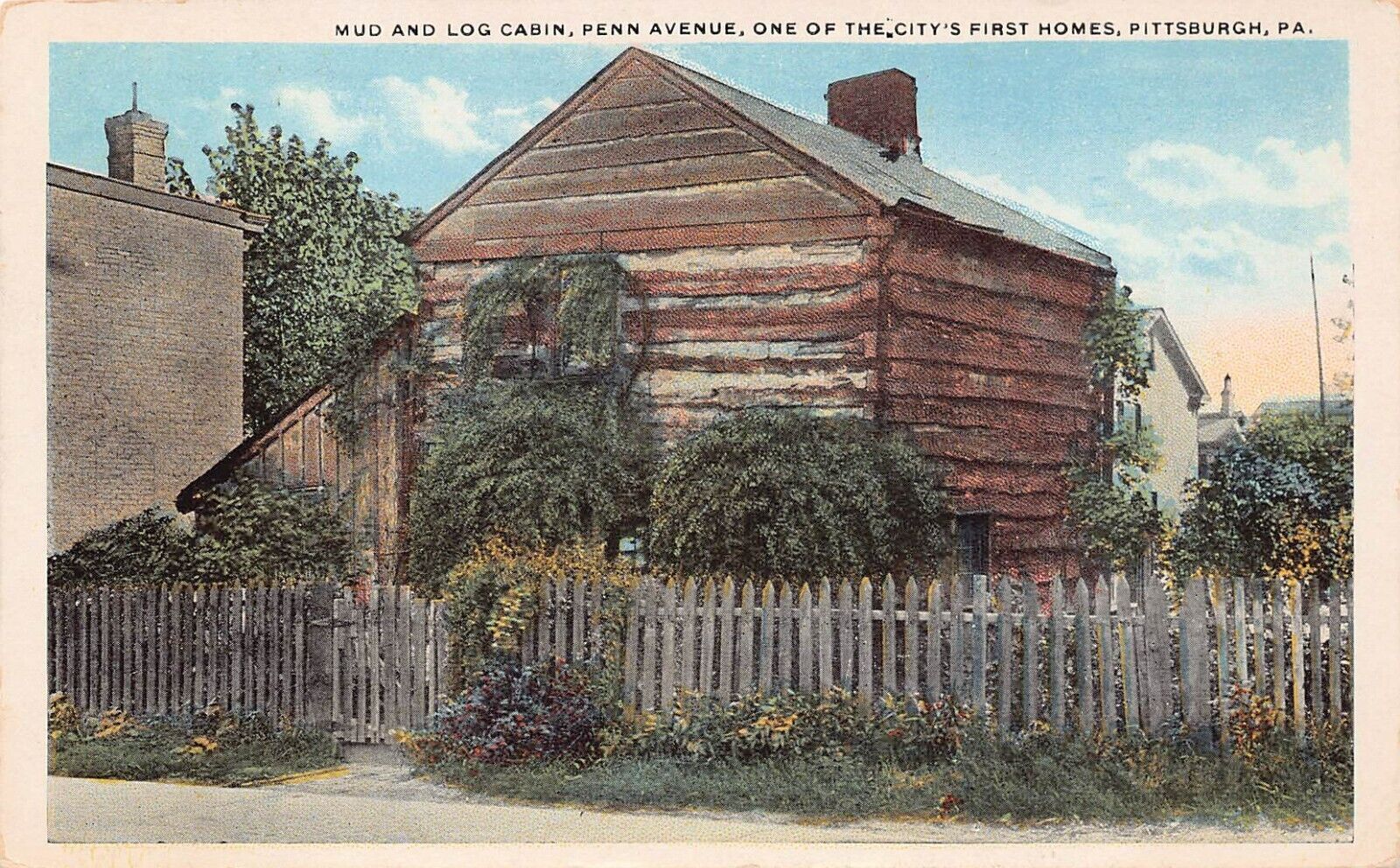 Mud Log Cabin Penn Avenue Pittsburgh Pennsylvania Oldest House Vtg Postcard B13