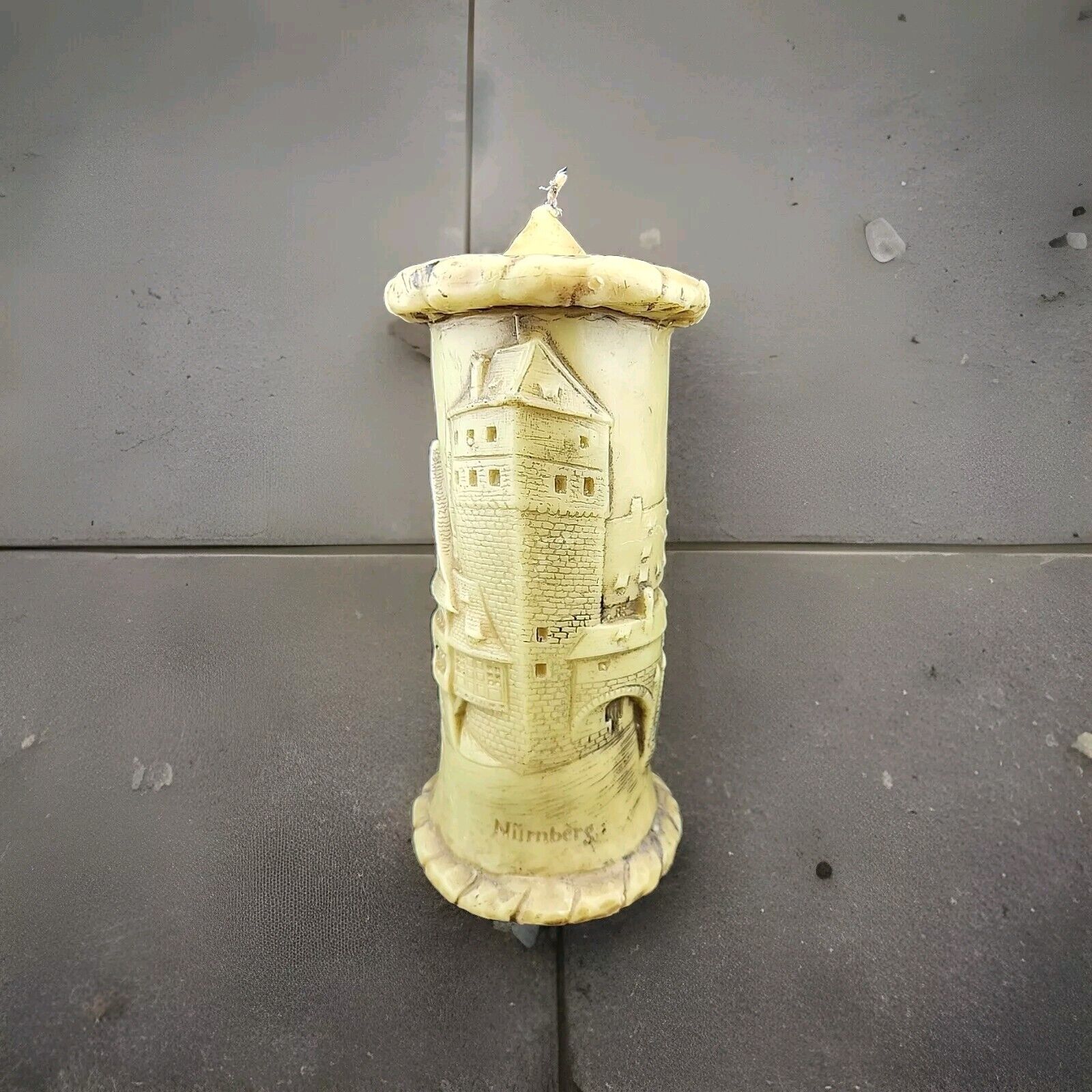 1924 Antique German Hand Carved Pillar Candle Nurnberg By Johann Gunter
