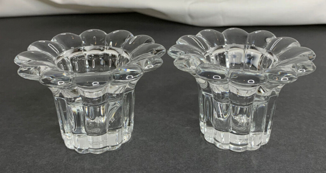 Borgonovo Queen Taper Candle Holder Clear Glass Set of 2  Made in Italy Vintage