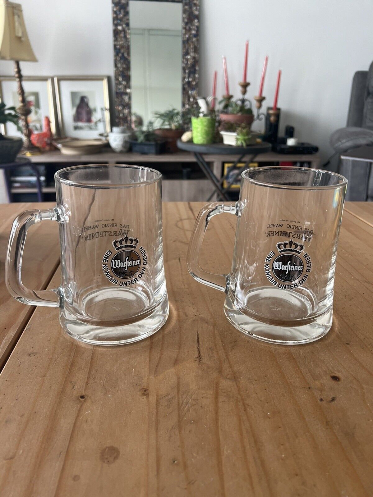 Vintage Warsteiner Brewery Germany Glass Beer Stein Mug Tankard Embossed .5L (2)