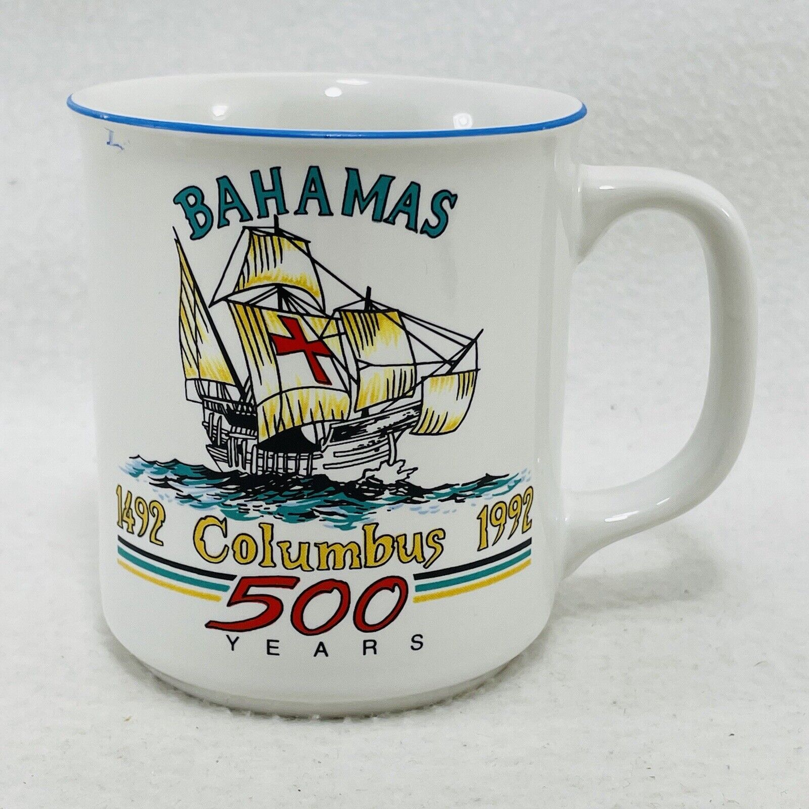 Vintage Bahamas Mug Columbus 500th Year Anniversary Trip Souvenir Memorabilia