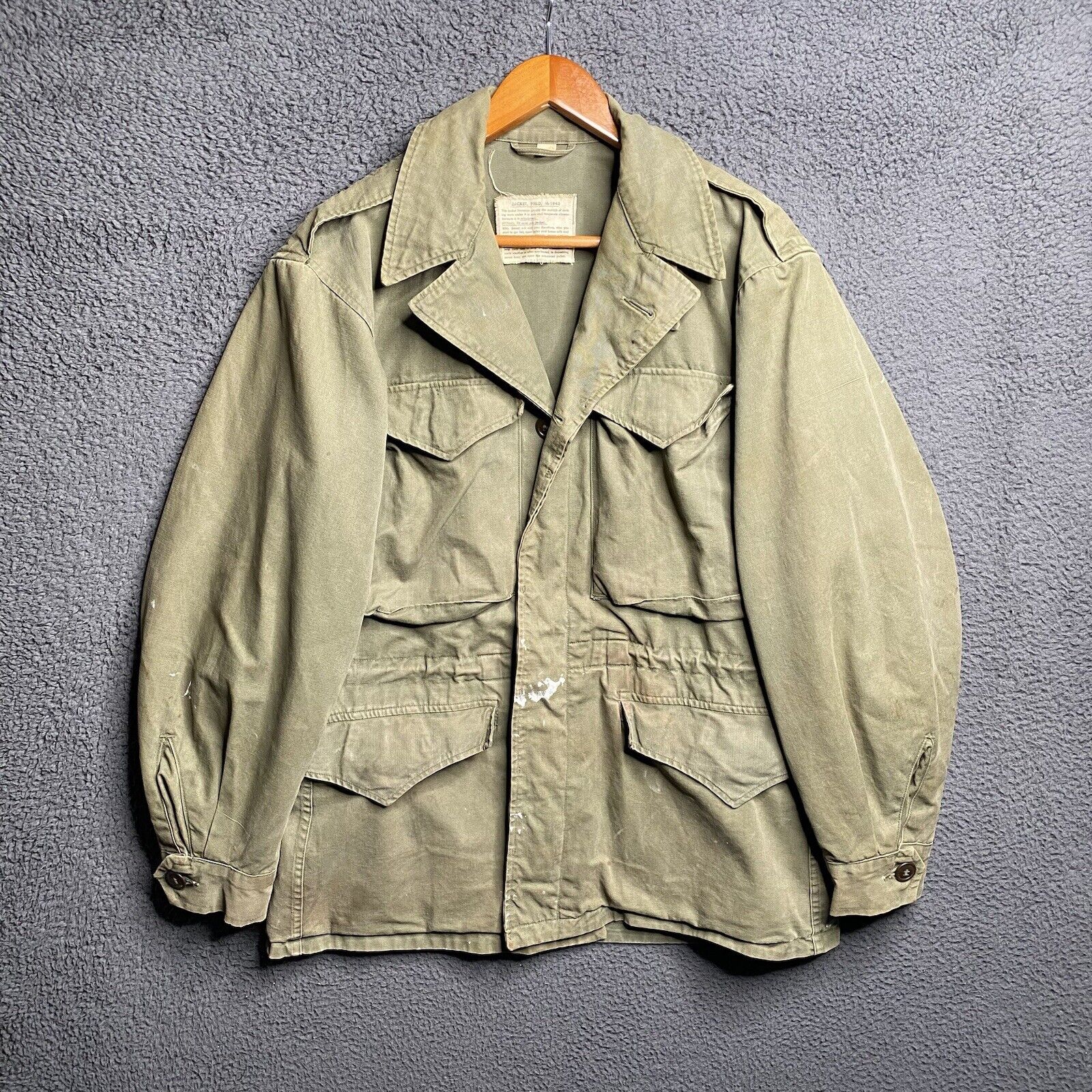 Vintage 40s WW2 M-1943 M43 Field Jacket Coat Men\'s Small 34R US Army Military