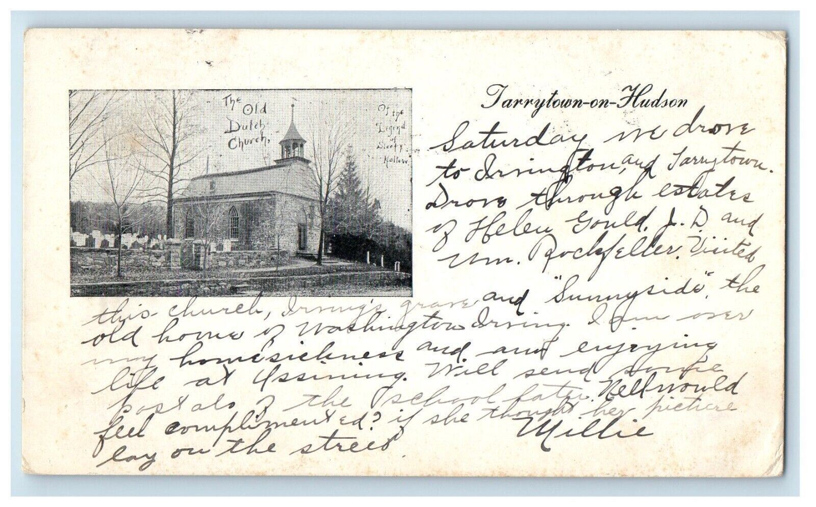 1905 The Old Dutch Church Tarrytown On Hudson New York NY Antique Postcard
