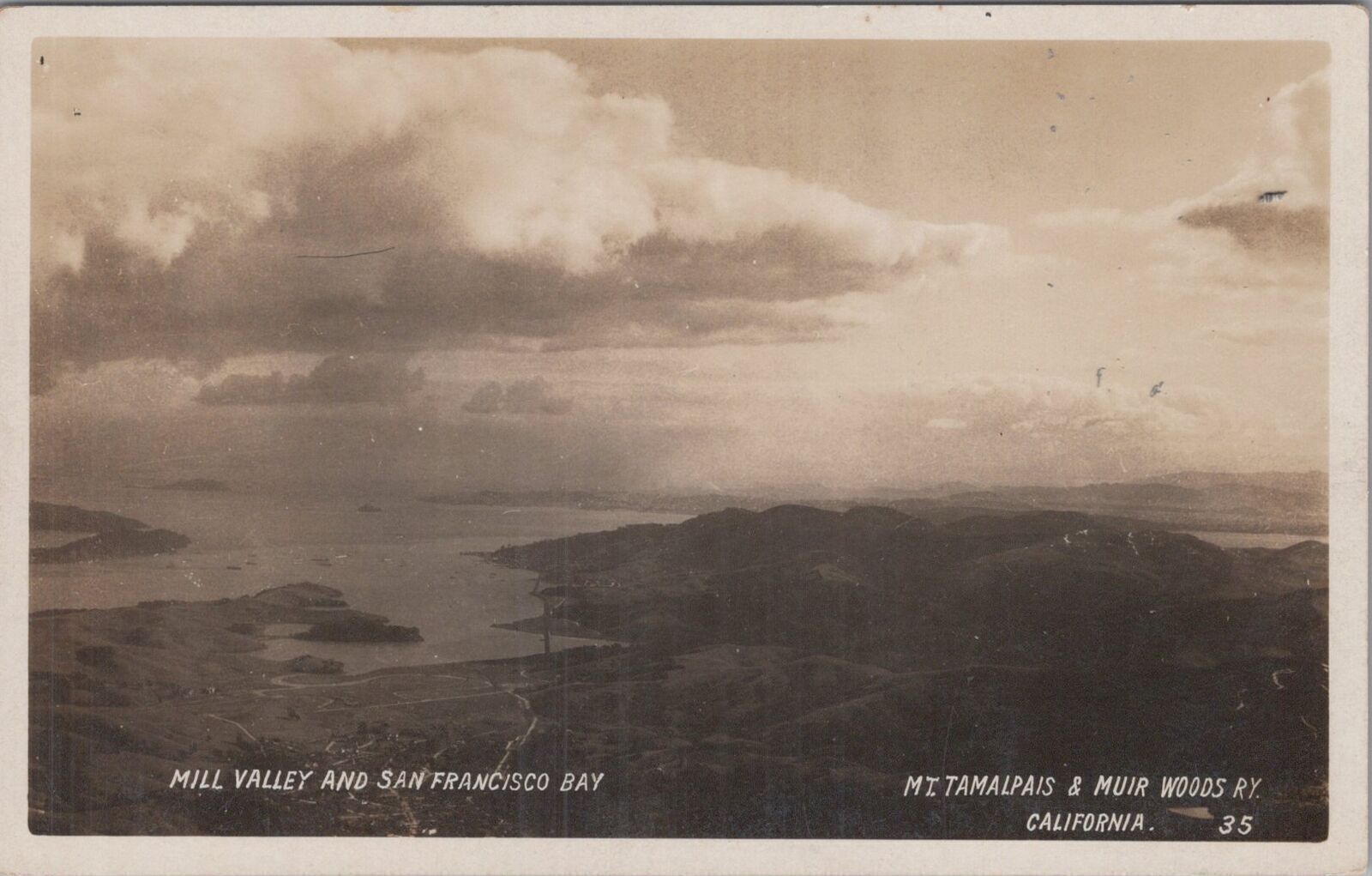 RPPC Postcard Mill Valley and San Francisco Bay Mt Tamalpais Muir Woods CA 