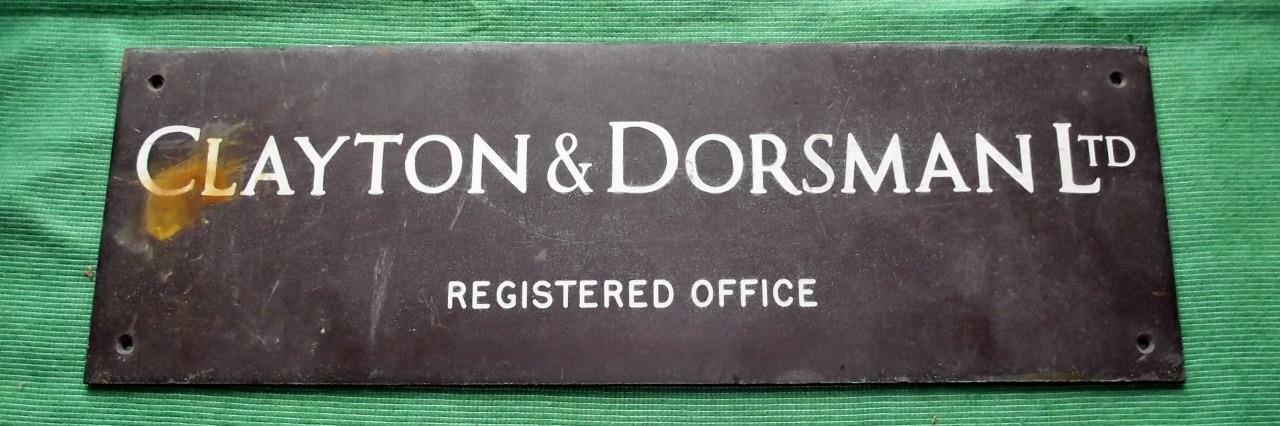 c1930 Brass Bronze Clayton & Dorsman Ltd Antique Sign Plaque  15
