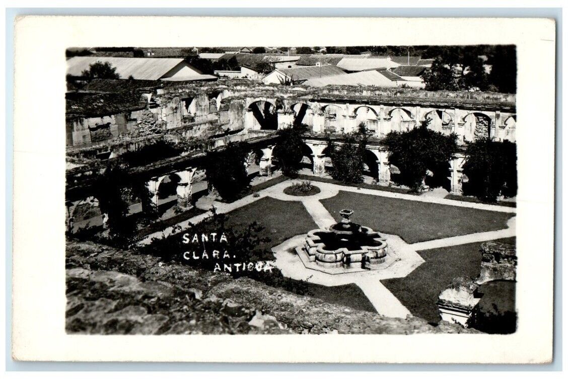 c1940's Santa Clara Monastery Ruins Antigua Guatemala RPPC Photo Postcard