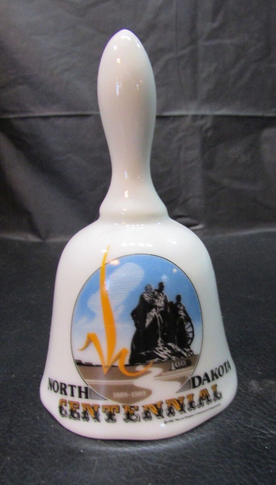 Old 1889-1989 North Dakota Centennial Souvenir Vintage Porcelain Service Bell