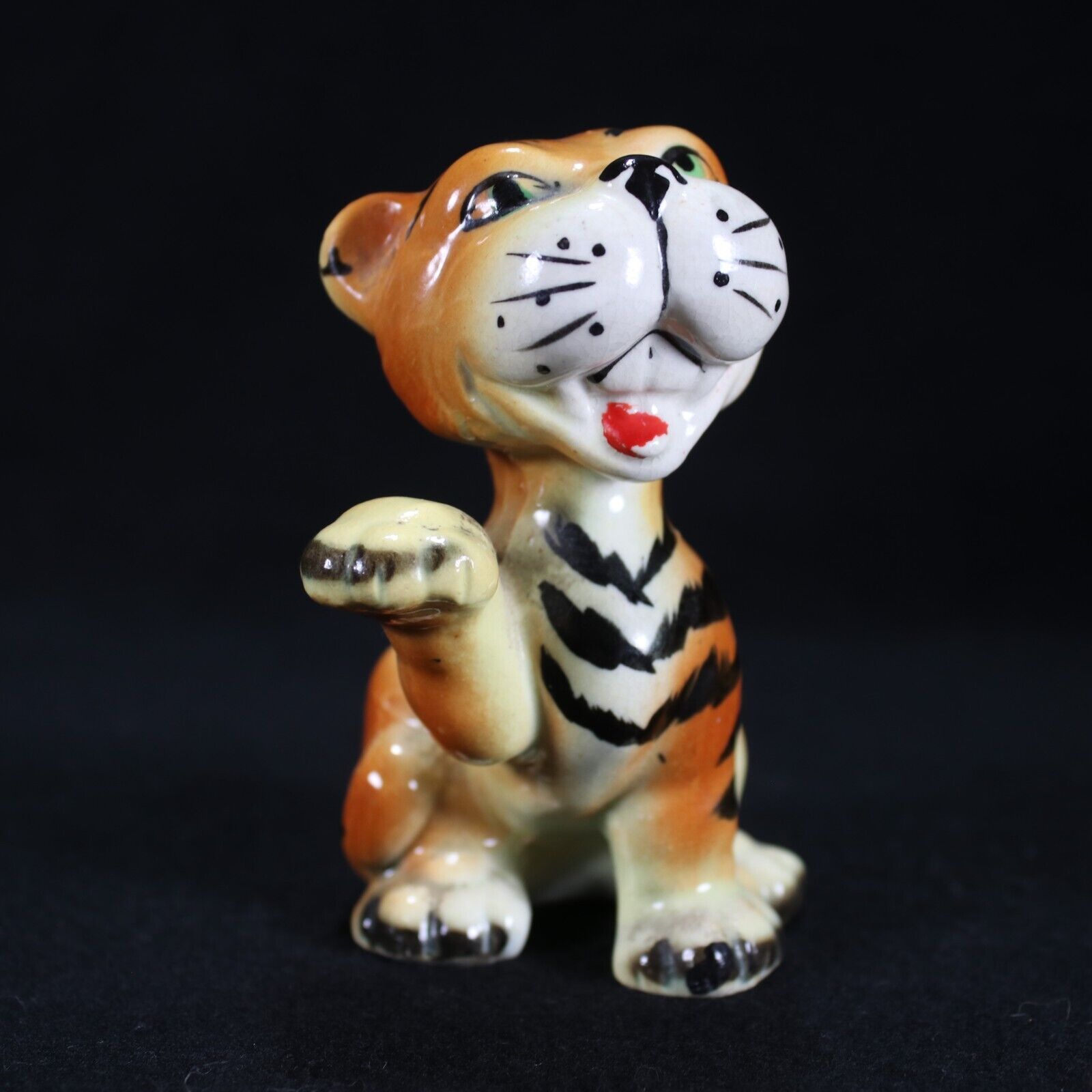Tiger Anthropomorphic Figurine Porcelain Green Eyes Big Cat Jungle Safari 1950s