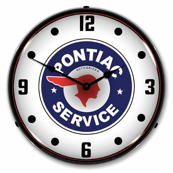 Pontiac Service LED Clock Garage Oil Car Man Cave Game Room Lighted Nostalgic 