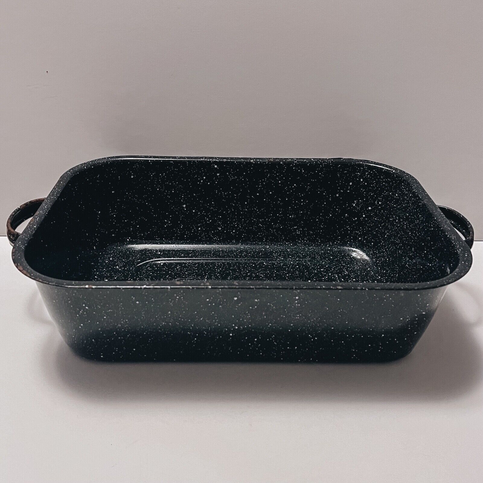 Vintage Black Graniteware Roast Pan