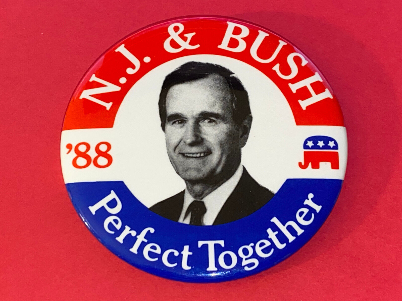 George Bush Campaign Pin President 1988 NJ Bush Perfect Together Button Vintage