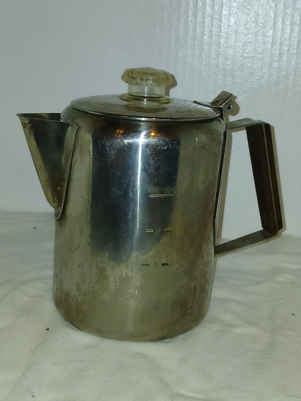 Vintage Metal Percolator Coffee Pot 9 Cup Nine Cups Glass Knob Lid