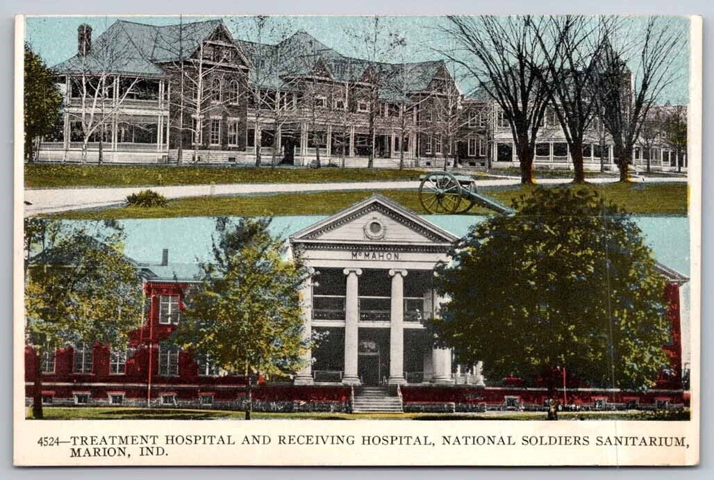 National Soldiers Sanitarium Treatment Hospital Marion IN Indiana 1930c Postcard