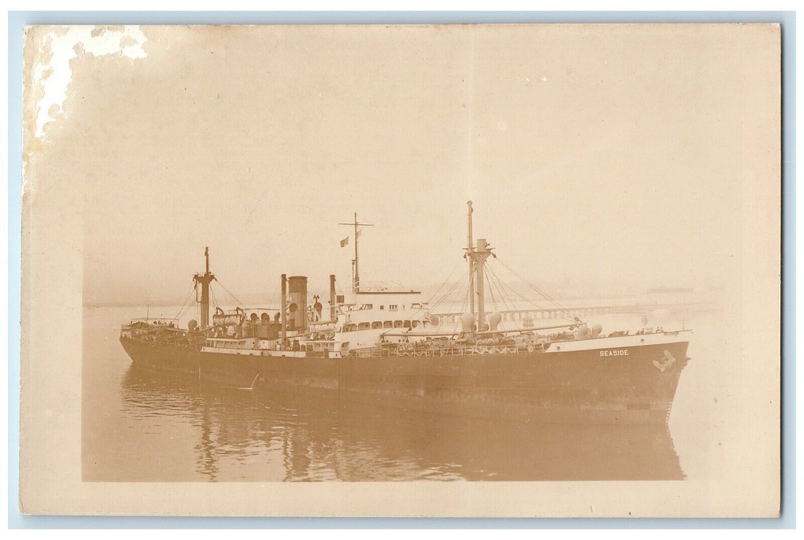 c1940\'s Steamer Seaside Port Ship Vintage RPPC Photo Unposted Postcard