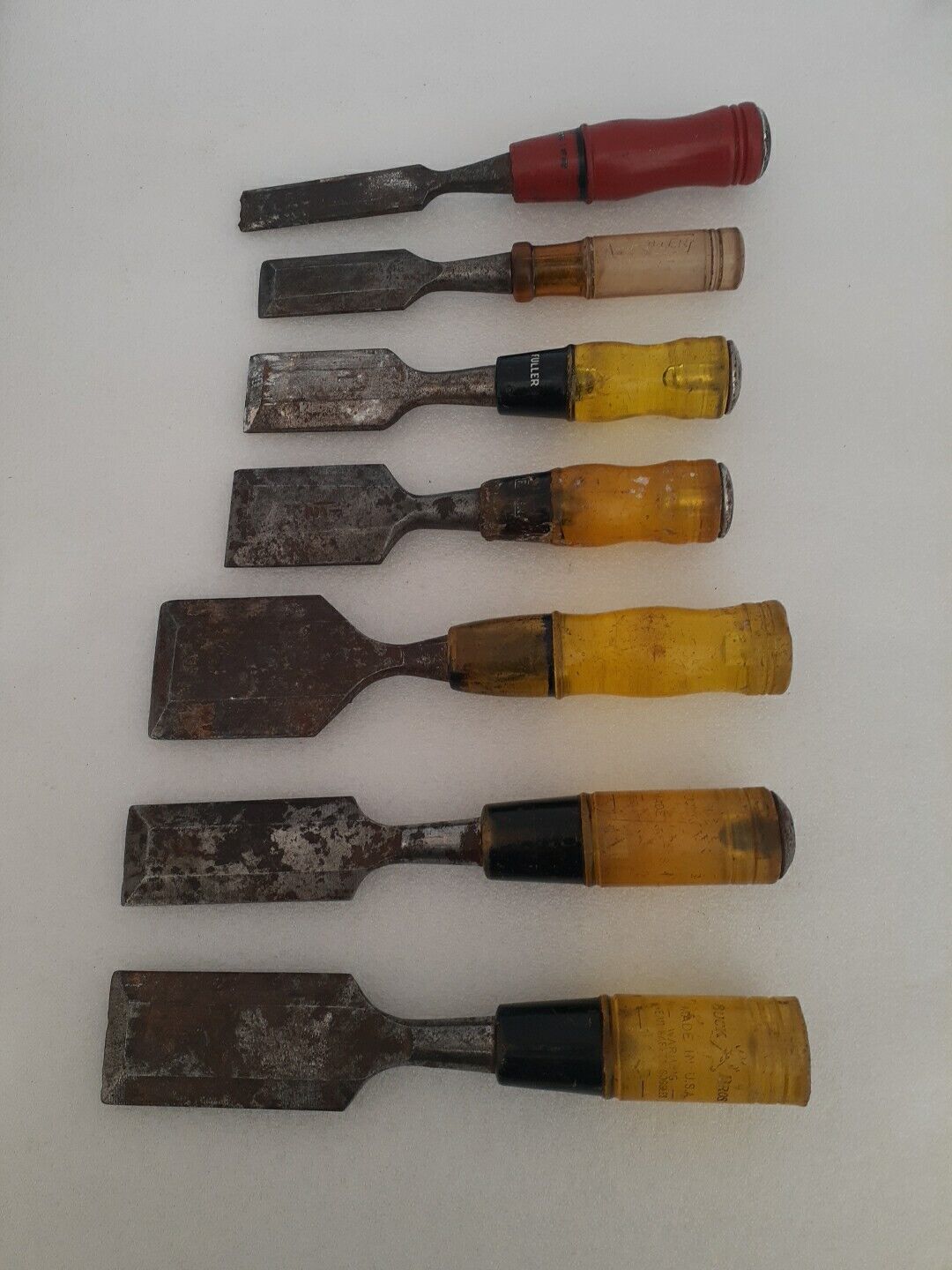 Lot of 7 Vintage Chisels Fuller and Buck Bros.
