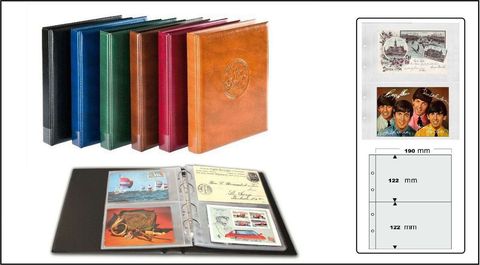 Postcard Album Dark Brown Premium Look 17335P-D +20 Cases for 80 Postcards