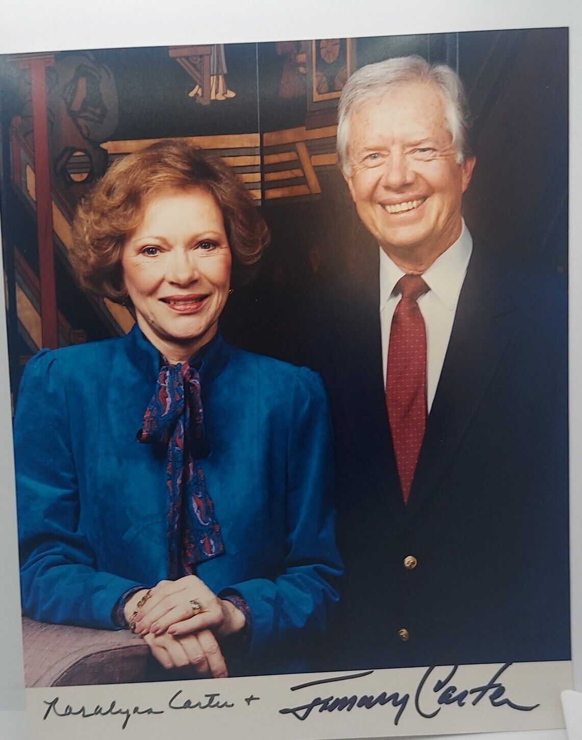 President Jimmy Carter & First Lady Rosalynn Carter Signed Photo Full Signature