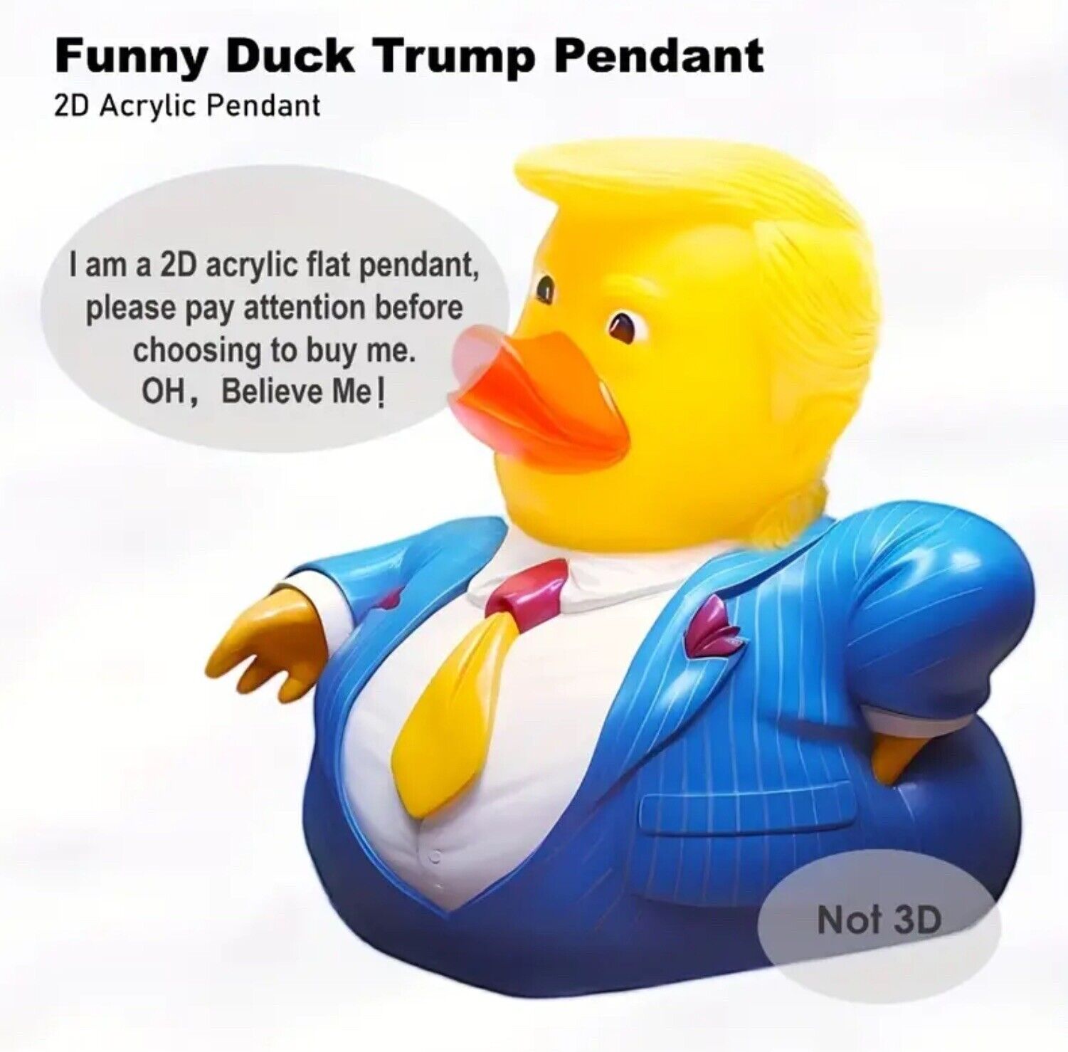 Donald Trump MAGA 2D Acrylic Flat Duck Pendant Decoration w/ Chain to Hang 🇺🇸