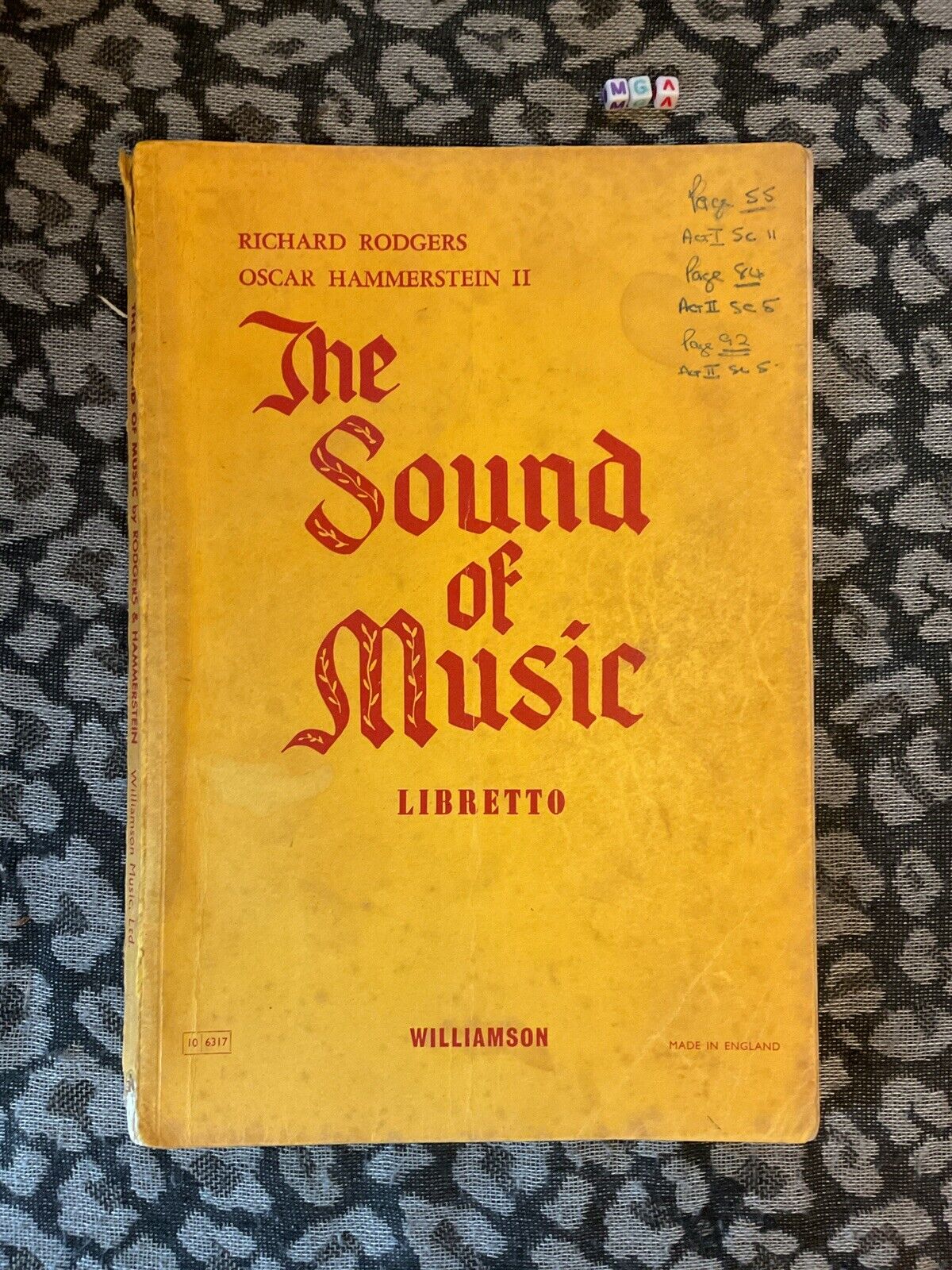 The Sound of Music Libretto Theatre script ,VERY RARE 1959/60 Unpublished