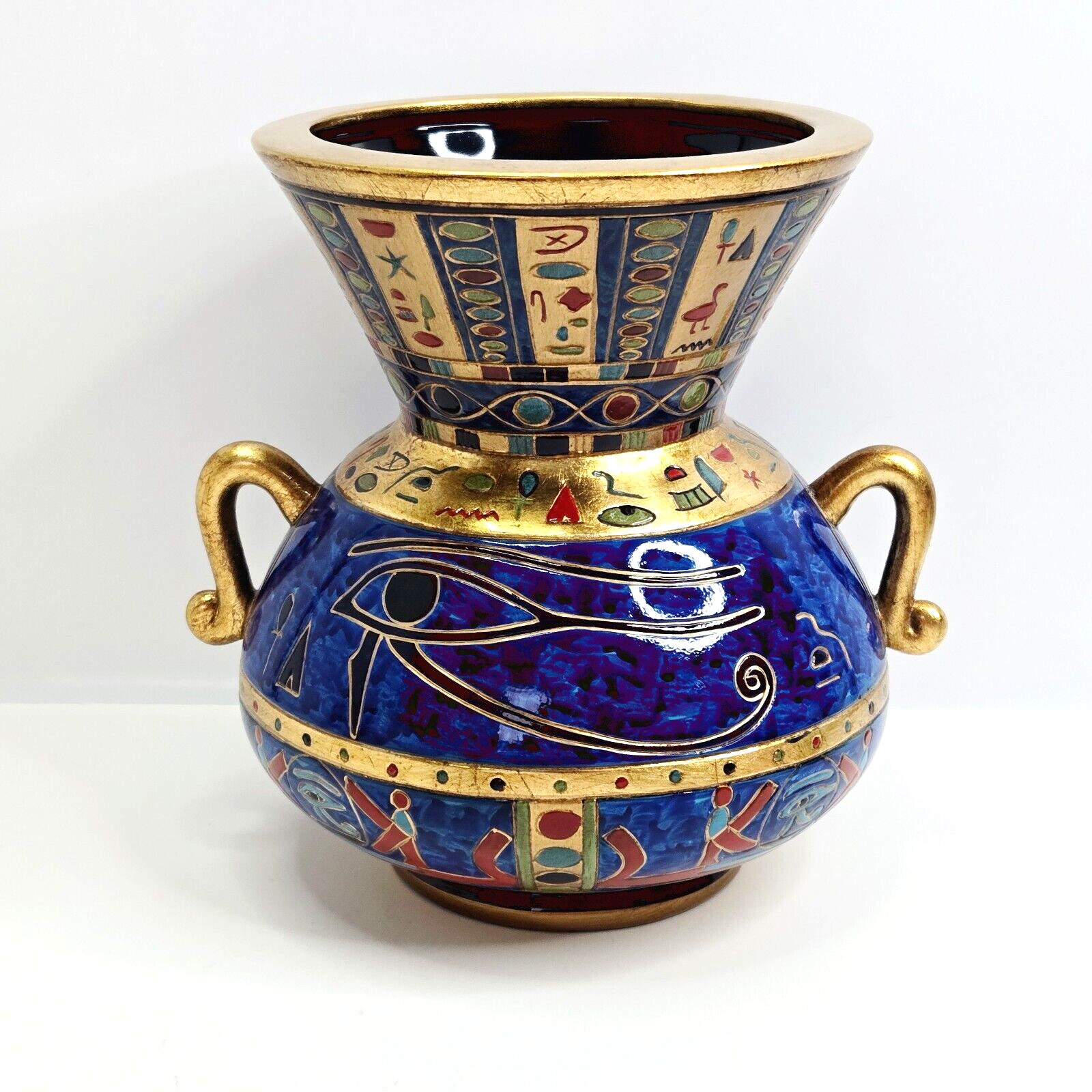 Vtg Veronese Vase 2002 Summit Collection Egyptian Design Gold 8.5