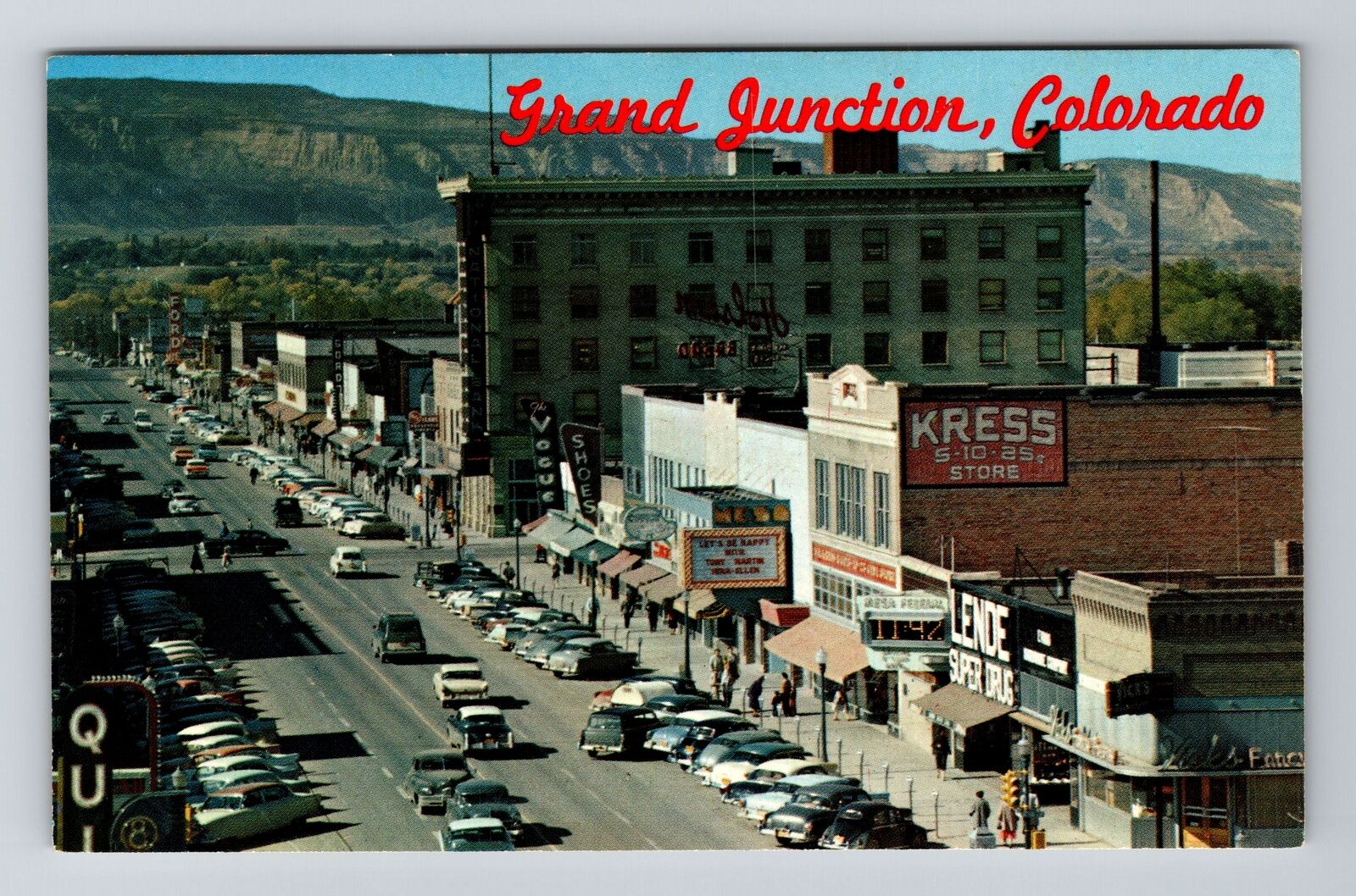 Grand Junction CO-Colorado, Aerial Street Greetings Vintage Souvenir Postcard