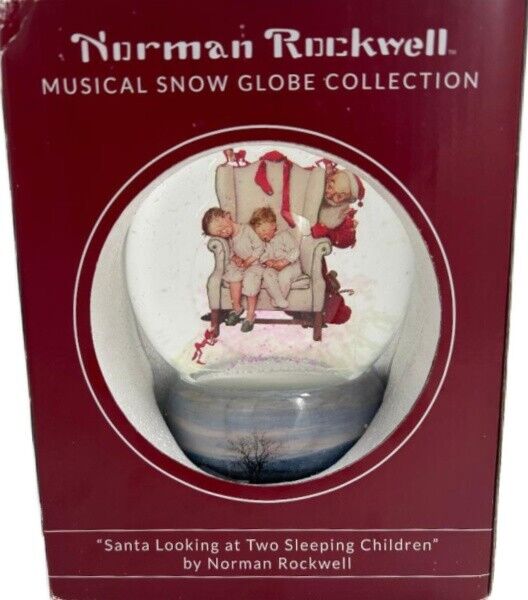 Norman Rockwell \'Santa Looking at Two Sleeping Children Christmas Snow Globe