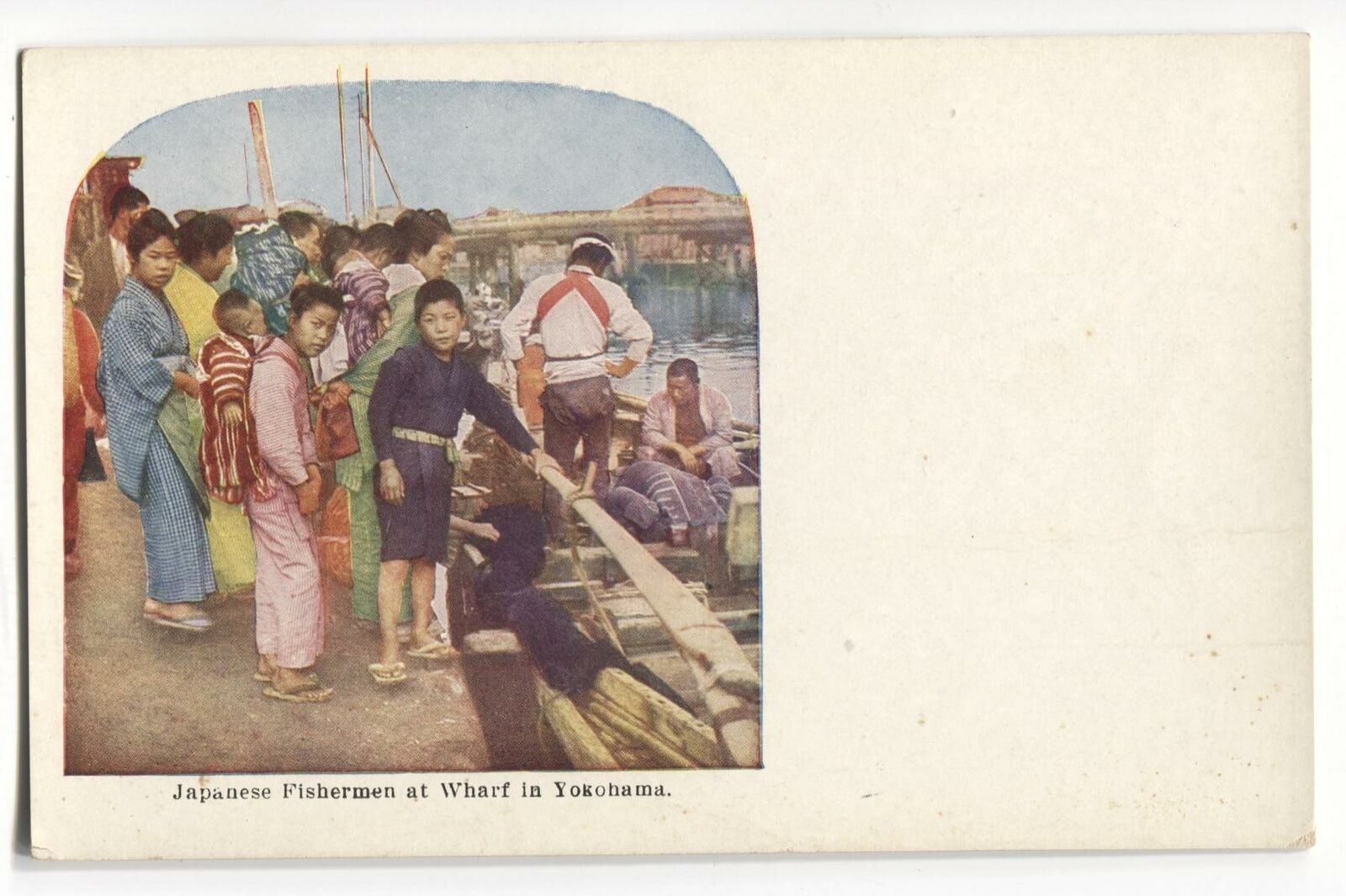 Postcard Japanese Fishermen Wharf In Yokohama Japan 