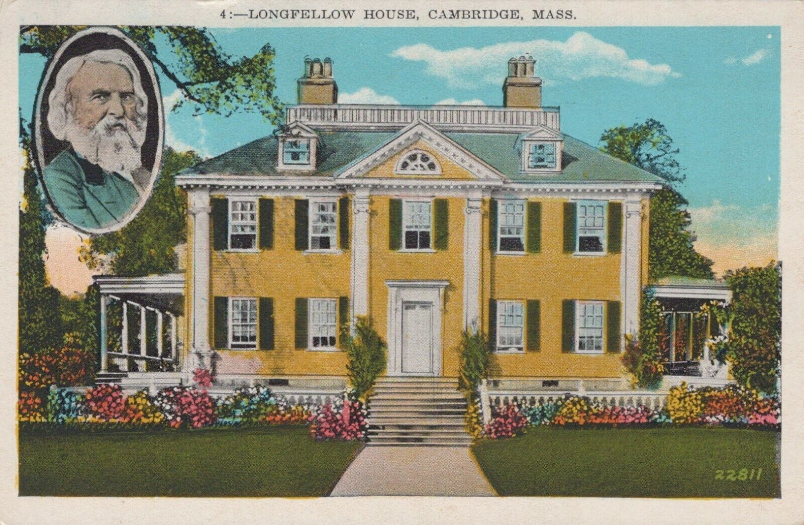 Longfellow House Cambridge Massachusetts Posted Vintage White Border Post Card 