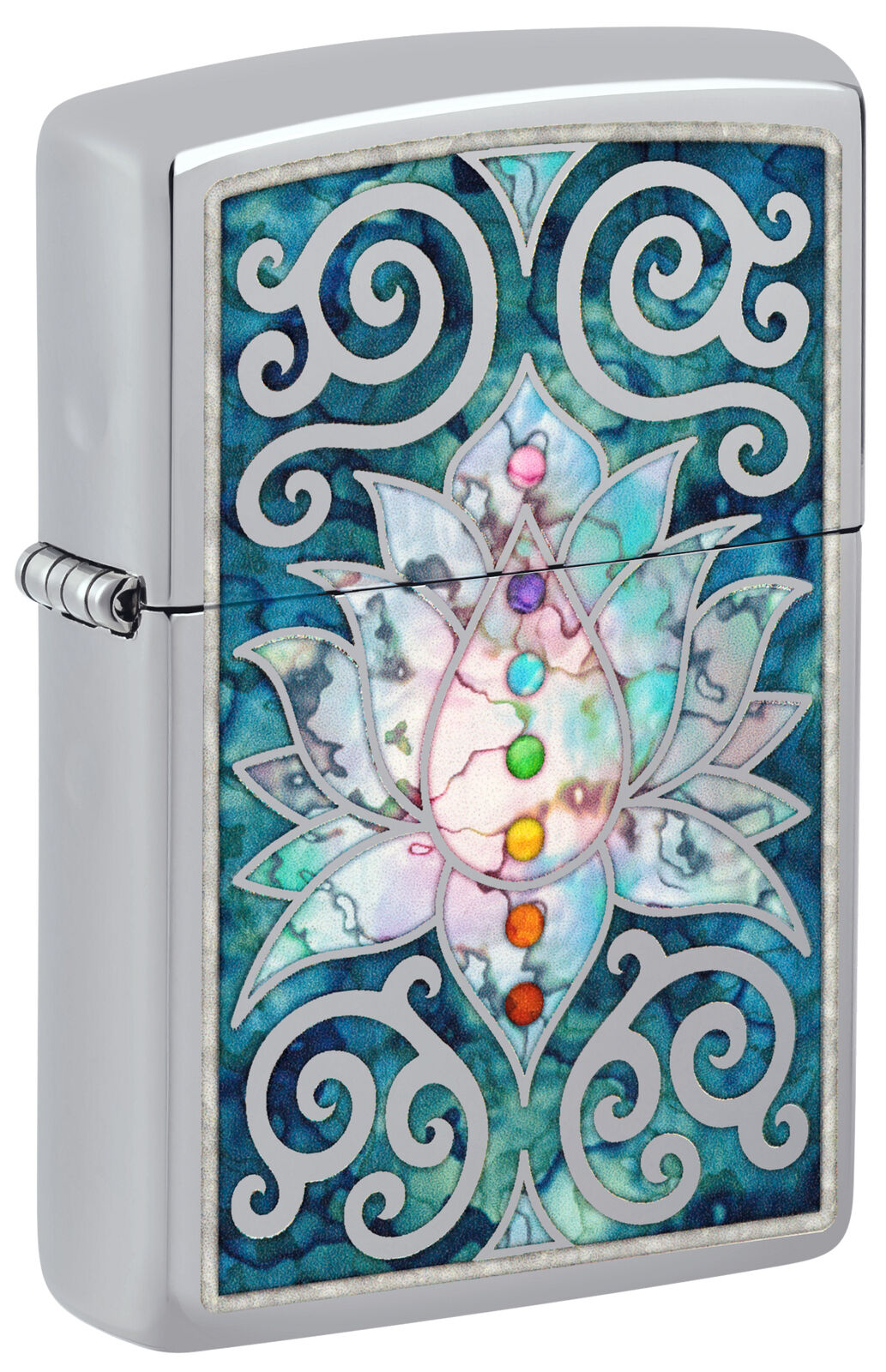Zippo Fusion Lotus Flower Design High Polish Chrome Windproof Lighter, 48592