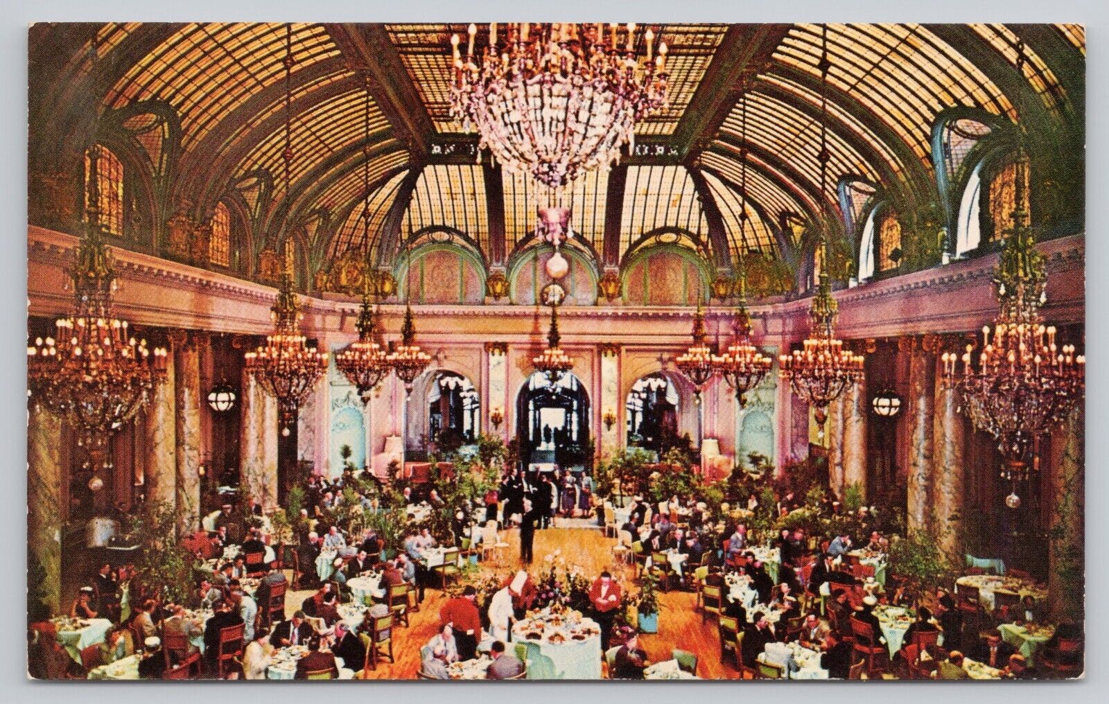 San Francisco California, Sheraton Palace Garden Court Dining Room, VTG Postcard