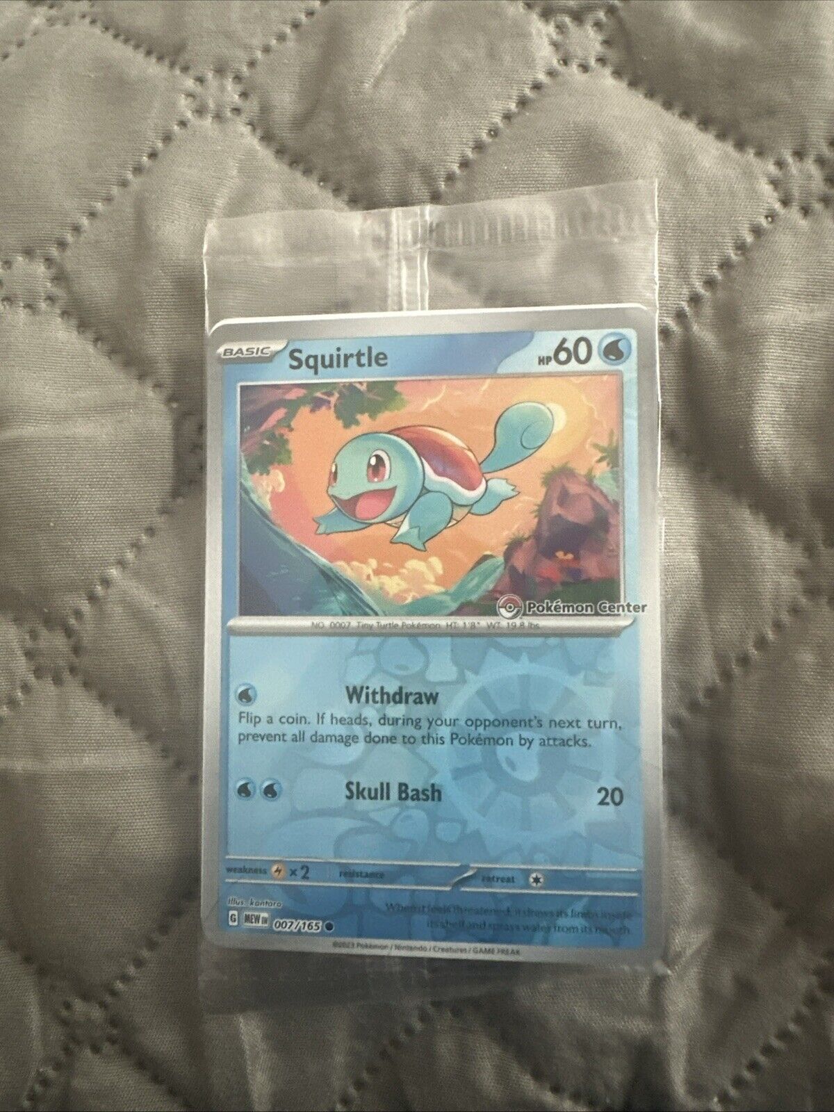 Squirtle 007/165 - Pokemon Center Stamped 151 Promo Reverse Holo Card - Sealed
