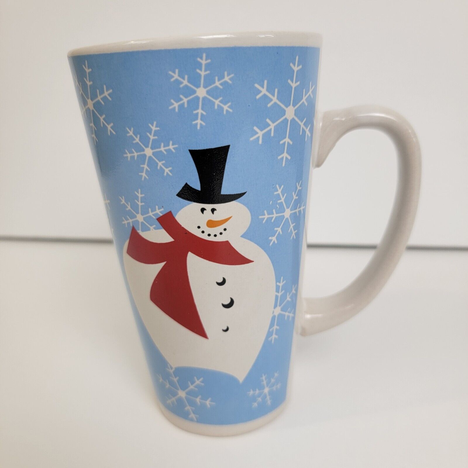 Christmas Winter Coffee Hot Chocolate Mug Blue Snowman Dishwasher Safe 16oz