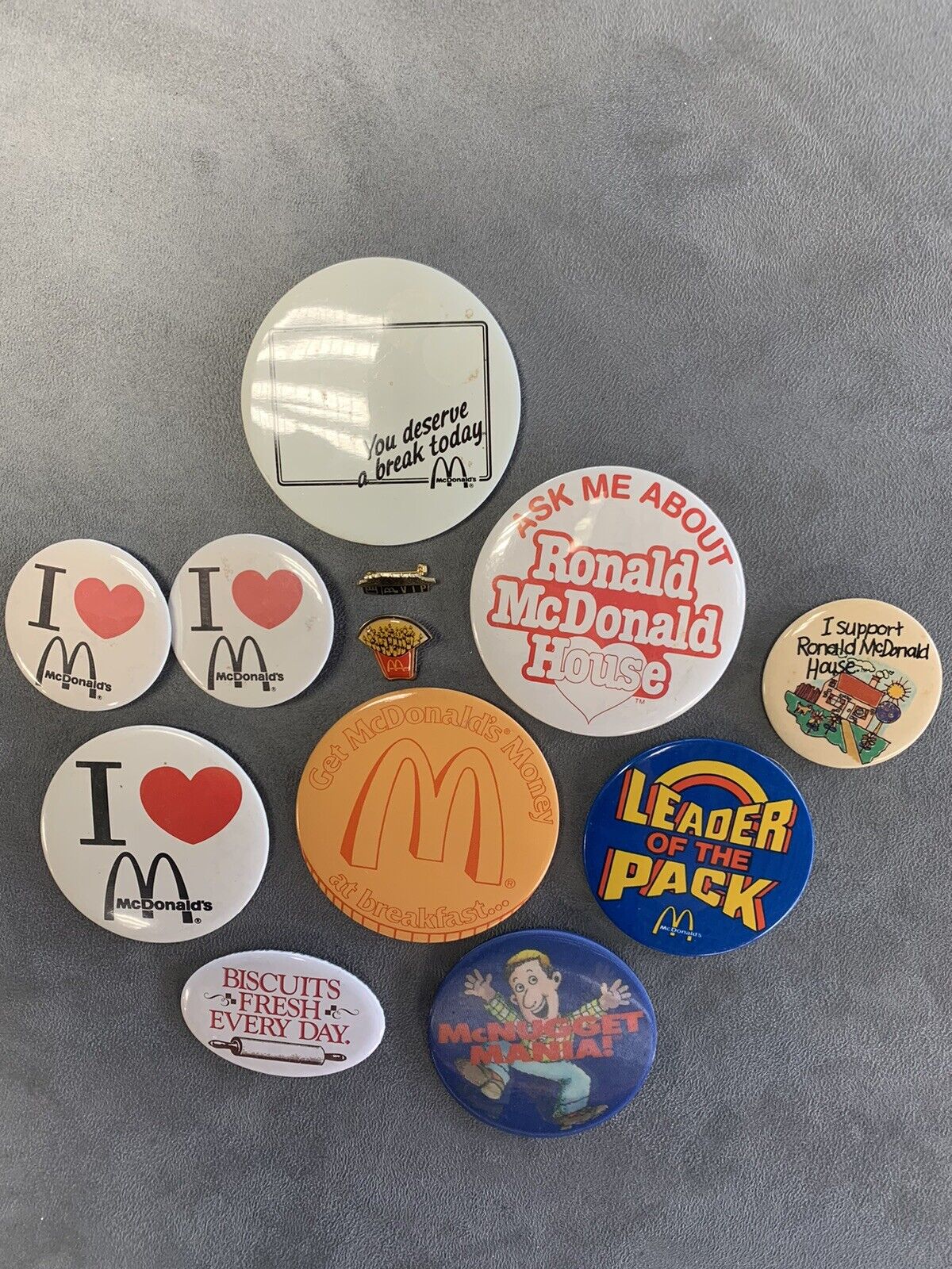 Lot Of 12 Vintage McDonald’s Employee Pins