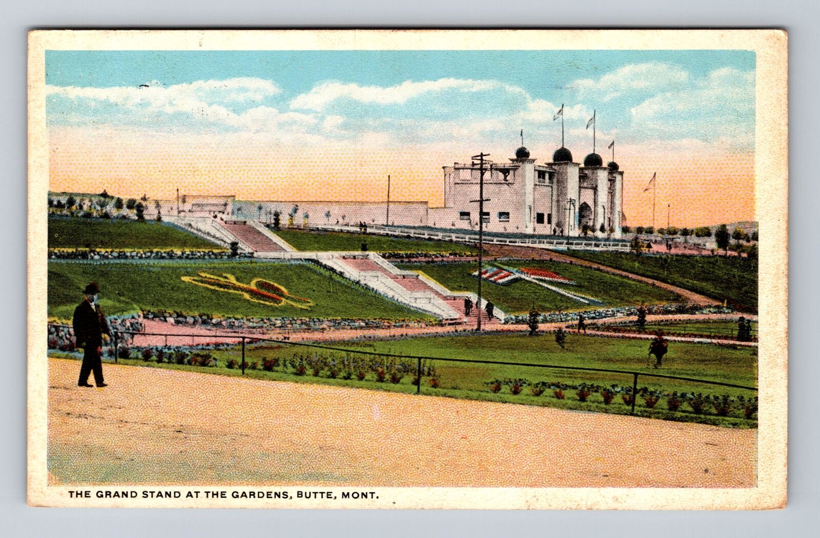 Butte MT-Montana, Grand Stand At The Gardens, Antique, Vintage Postcard