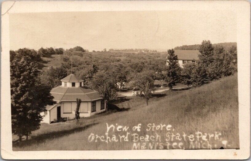 Manistee, Michigan RPPC Photo Postcard View of Store - Orchard Beach State Park