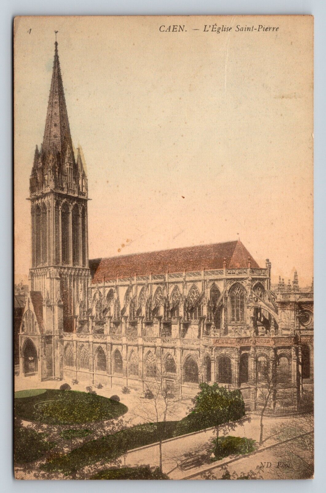 Caen Church of Saint-Pierre in NORMANDY France Vintage Postcard 0527