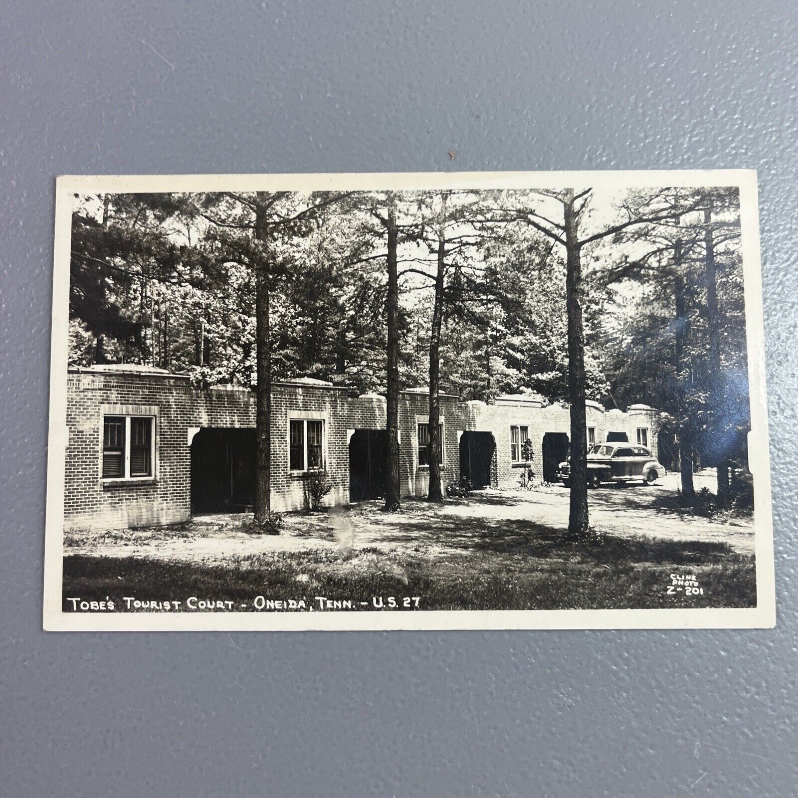 Oneida, TN Tobe's Tourist Court US 27 RPPC Real W. M. Cline Photo Postcard