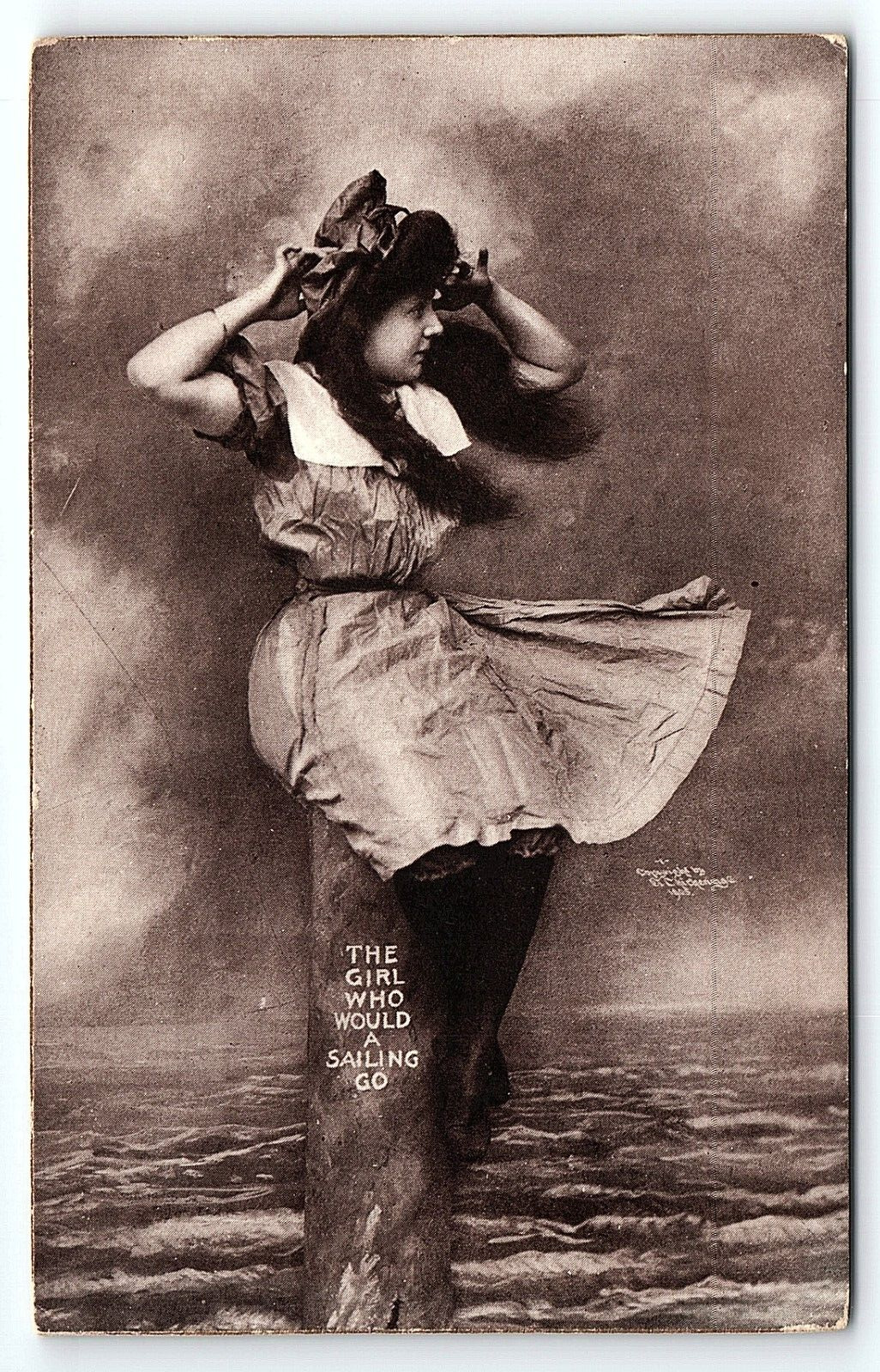 c1908 THE GIRL WHO WOULD A SAILING GO MT  SHEAHAN SAILOR GIRL POSTCARD P3674