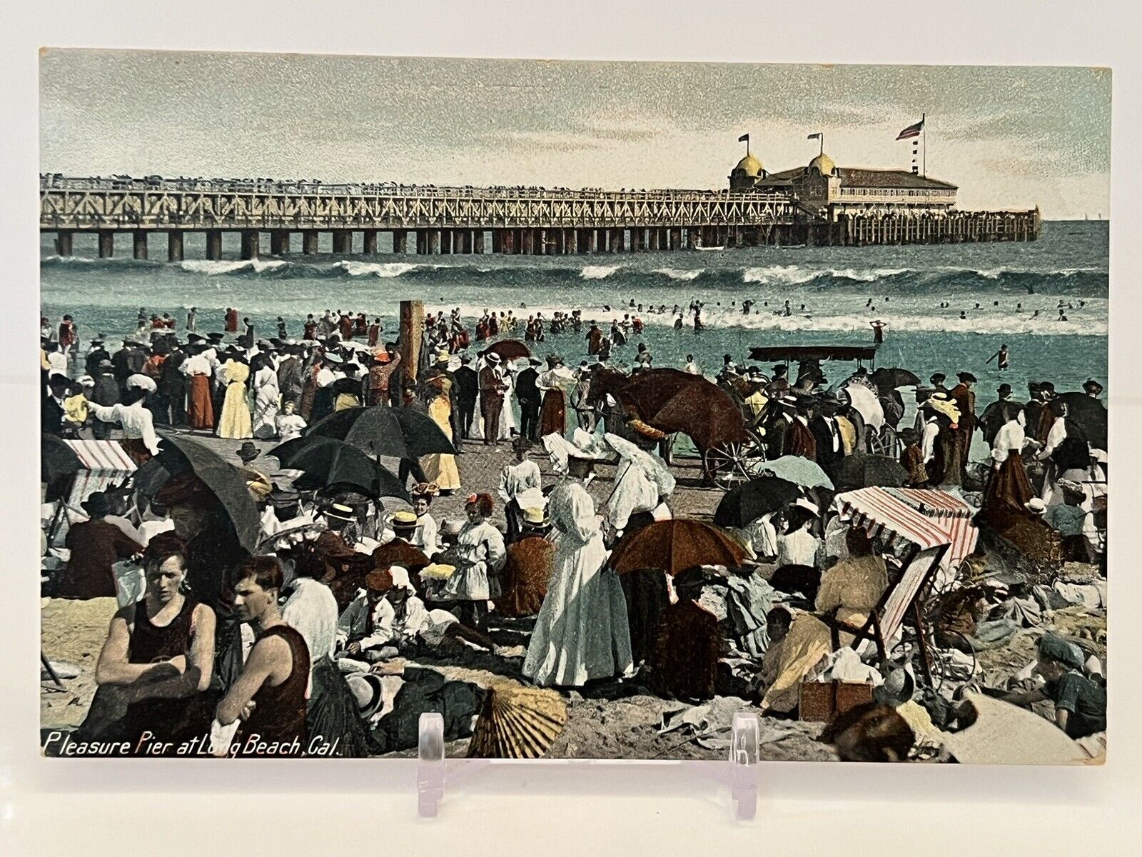 Vintage 1907 Pleasure Pier Bathing At Long Beach CA Antique Vintage Postcard