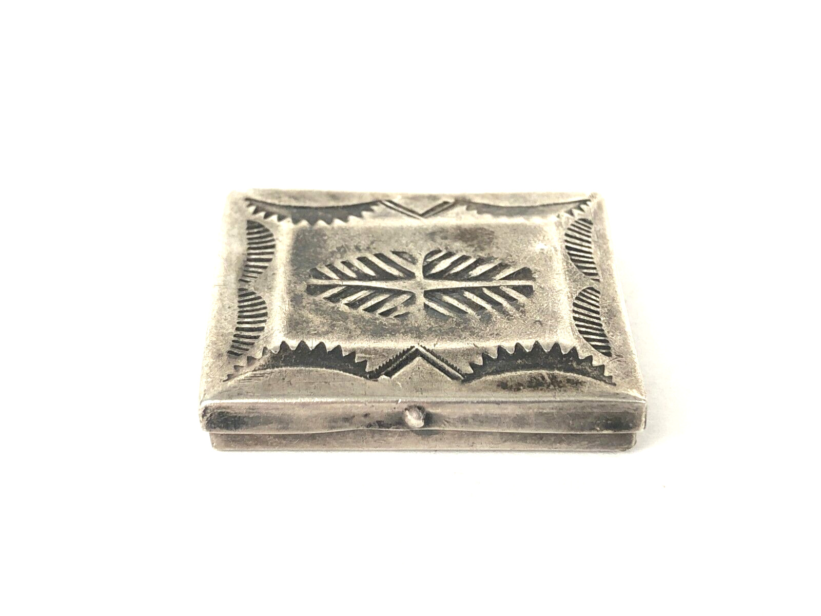 Navajo Pill Box Vintage Stamped 925 Sterling Silver Native American Handmade
