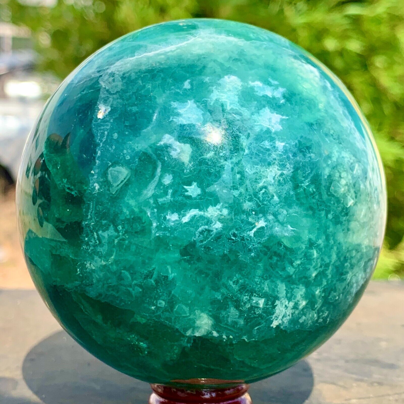 2.17LB  Natural Fluorite ball Colorful Quartz Crystal Gemstone Healing