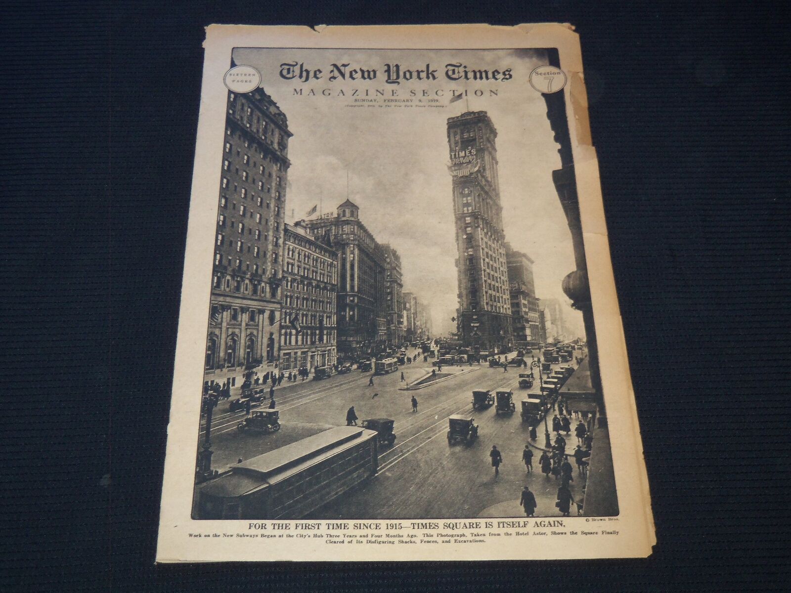 1919 FEBRUARY 9 NEW YORK TIMES MAGAZINE SECTION - TIMES SQUARE - NP 5830