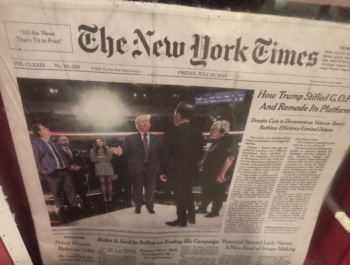 The New York Times Friday July 19 2024 How Trump Stifled G.O.P. And Remade It's