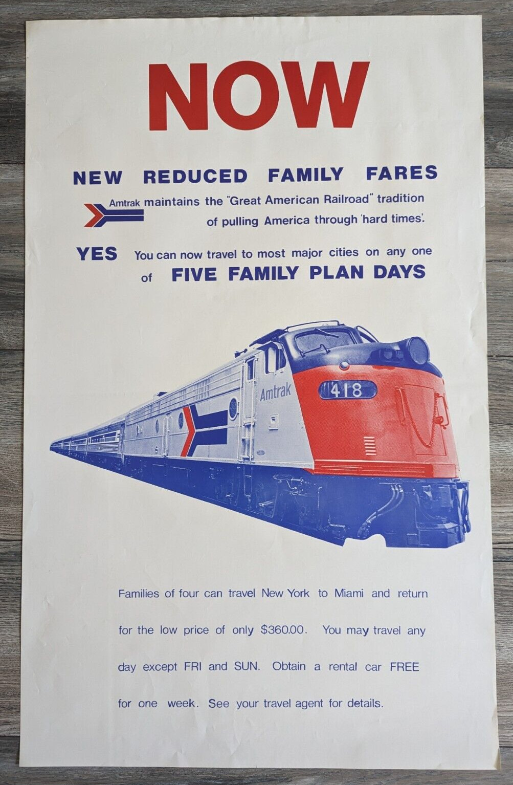 Amtrak Advertising Family Fares / Plan Poster 18