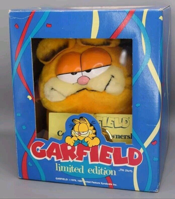 Vintage Garfield 10th Anniversary Plush Box The Year of The Party 1980s 1988 COA