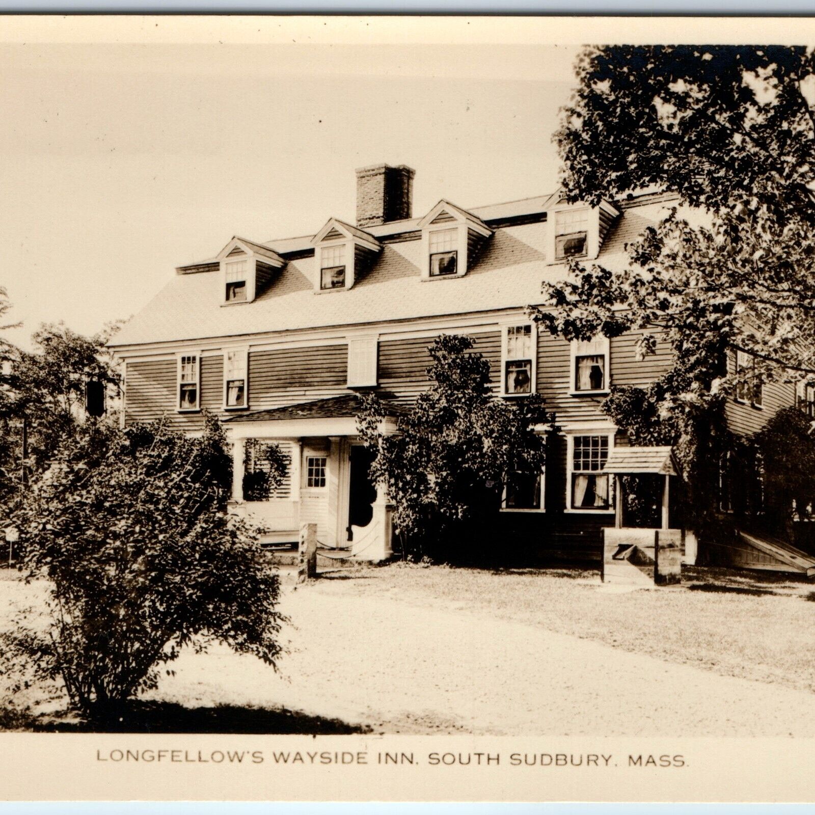c1930s Sudbury Mass Hotel RPPC Longfellow\'s Wayside Inn Exterior Real Photo A259