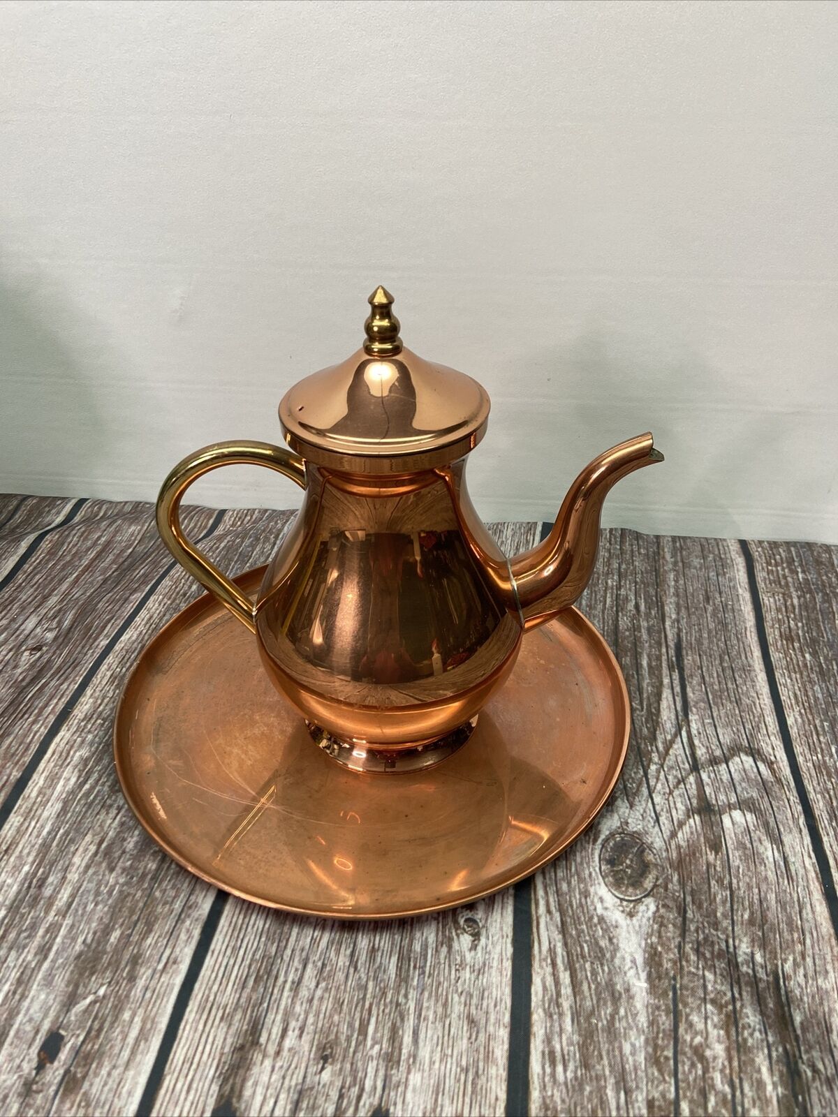 VTG ODI Old Dutch International Copper Teapot  and Serving Tray~Made in Portugal