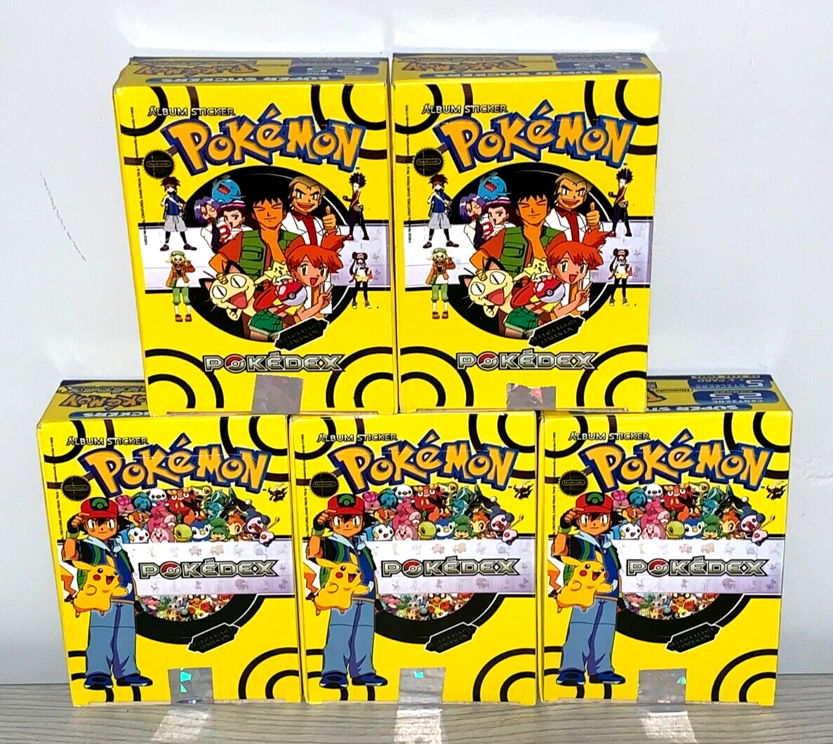5 BOXES - 2022 BOX POKEMON POKEDEX Vol. II - 125 Sealed Packs (Stickers & Cards)