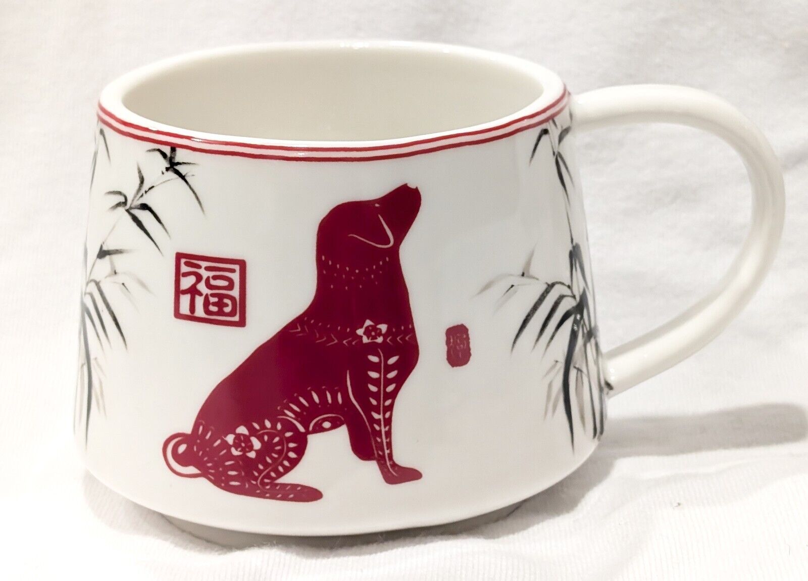 CYPRESS HOME Labrador Retriever Dog Red White & Black Oriental Style Coffee Mug